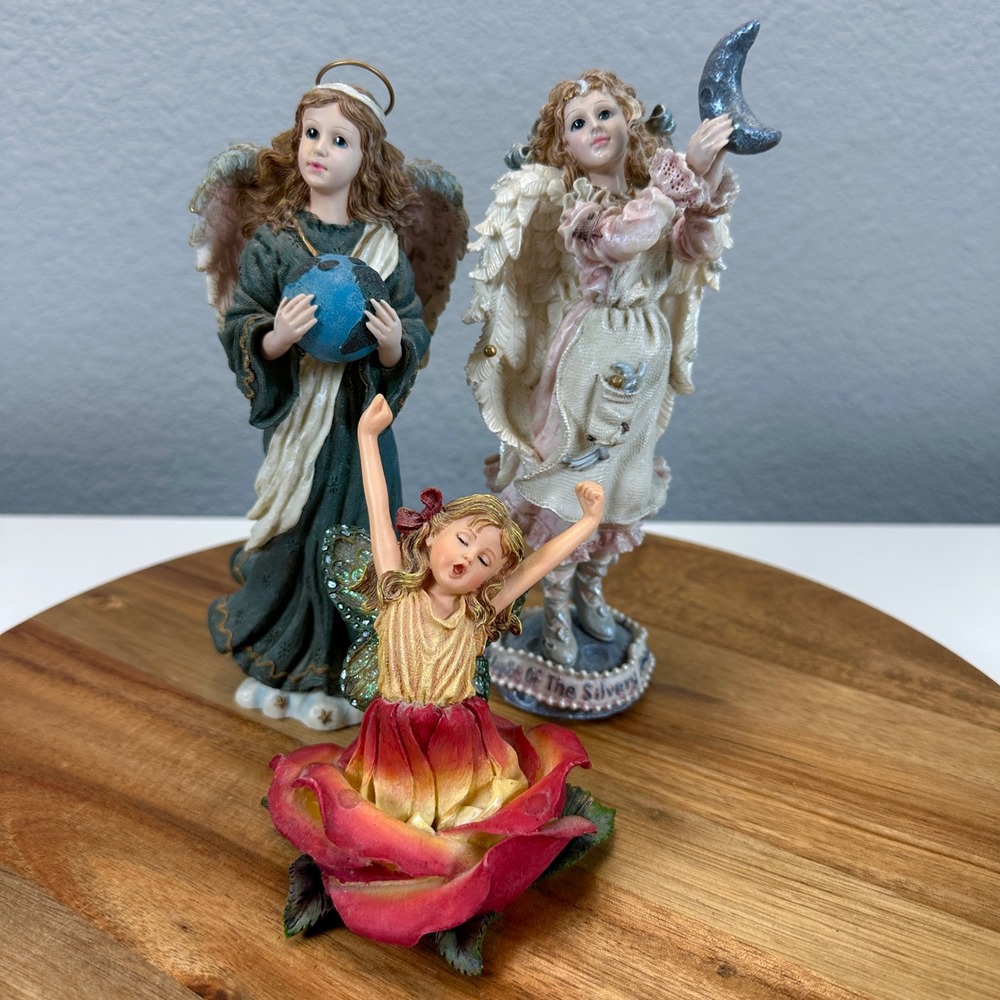 ⁠Boyds Bears Folkstone Aquarius Angel Silvery Moon Goddess Fairy Figurine Lot 3⁠